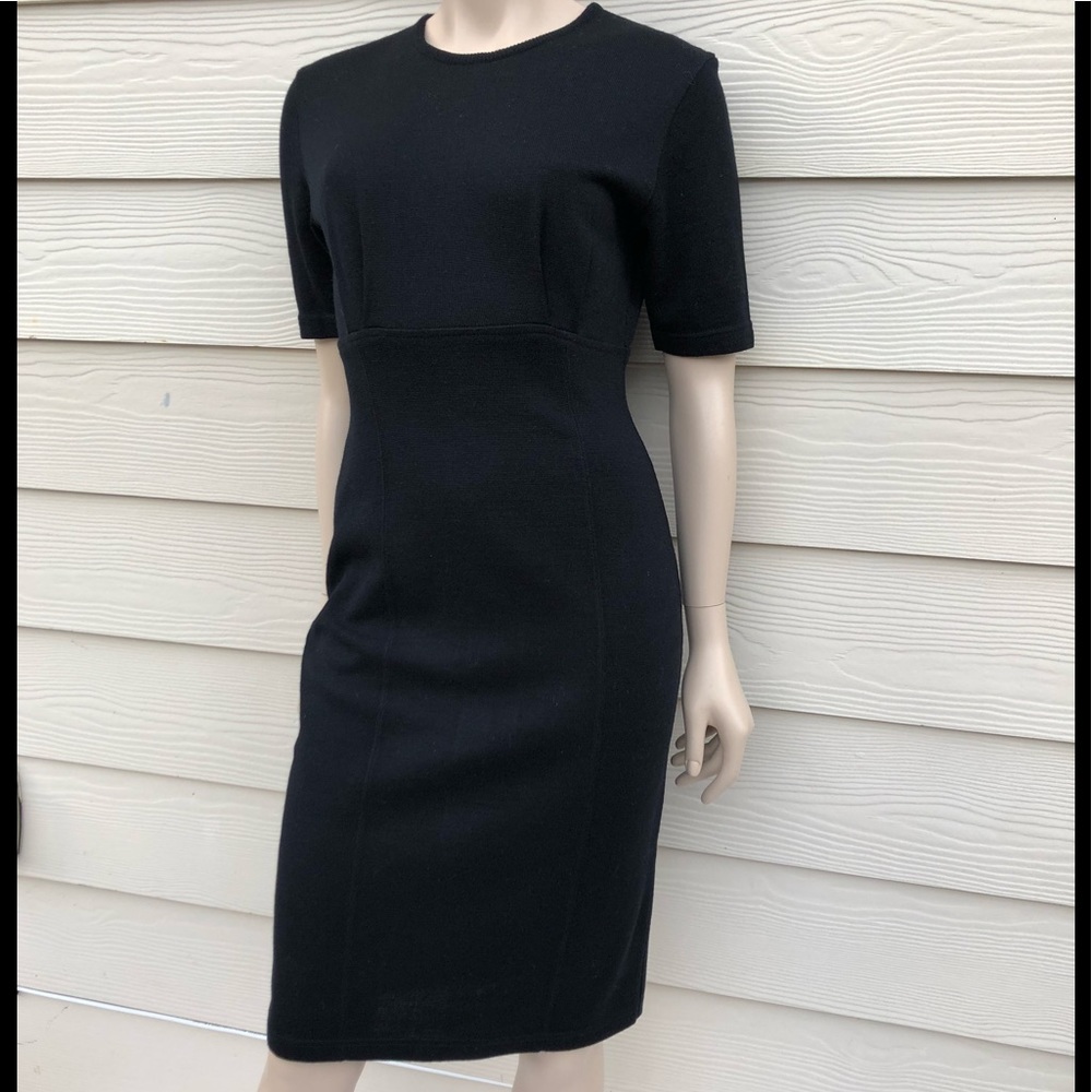 Outlander Petites Solid Black Wool Knit Dress - image 3